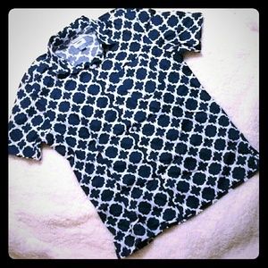 S Slim fit button down shirt blue white geo print